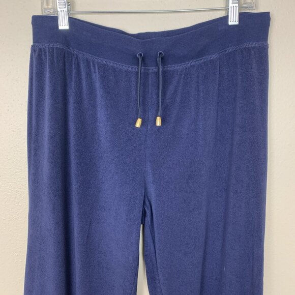 Talbots Womens M NEW Terry Pull On Pants Navy Blue Drawstring Lounge Comfy Knit - Picture 4 of 12